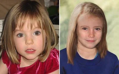 Po lewej Madeleine w wieku 3 lat. Po prawej na "postarzonym" zdjęciu, przedstawiającym jak prawdopodobnie wyglądałaby jako 8-latka.