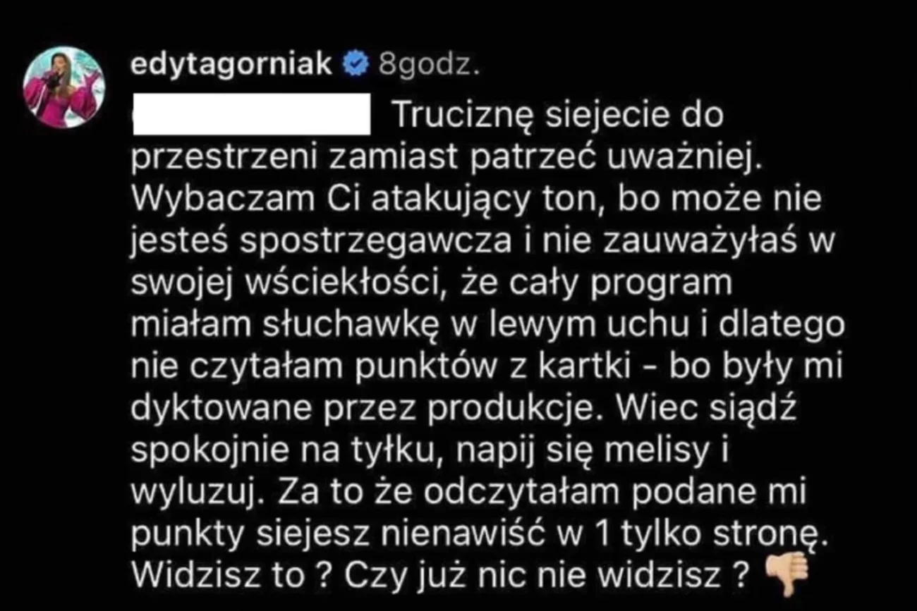 Edyta Górniak w ogniu krytyki ws. Eurowizji 2023. Odpowiedziała internautom