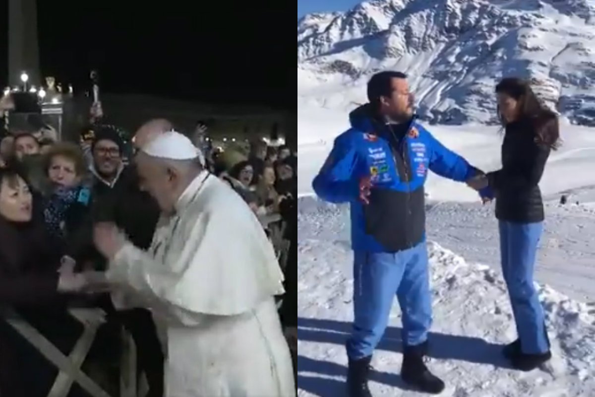 Matteo Salvini zadrwił z incydentu z udziałem papieża i wiernej na pl. św. Piotra.