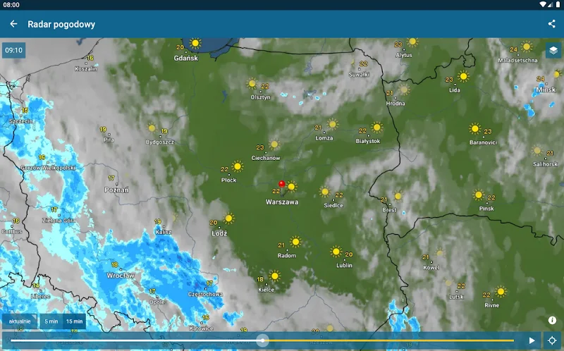 Radar meteorologiczny w aplikacji Pogoda & Radar pozwala śledzić na żywo zachmurzenie, deszcz i burze dla całego świata na jednej mapie