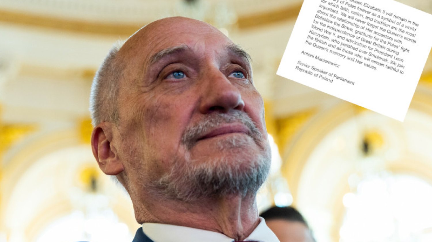 Poseł PiS Antoni Macierewicz żegna królową Elżbietę II