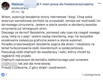 Mateusz od dawna w sieci zamieszcza podobne ogłoszenia.
