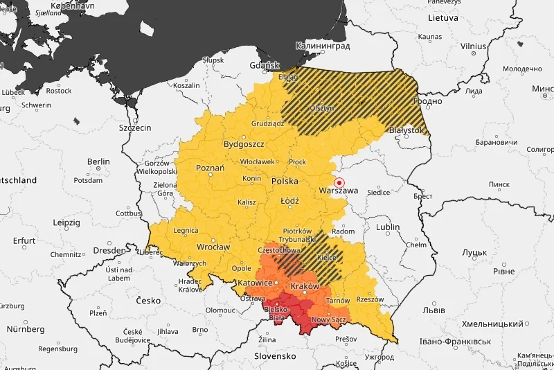 Mapa pogodowa dot. alertów.