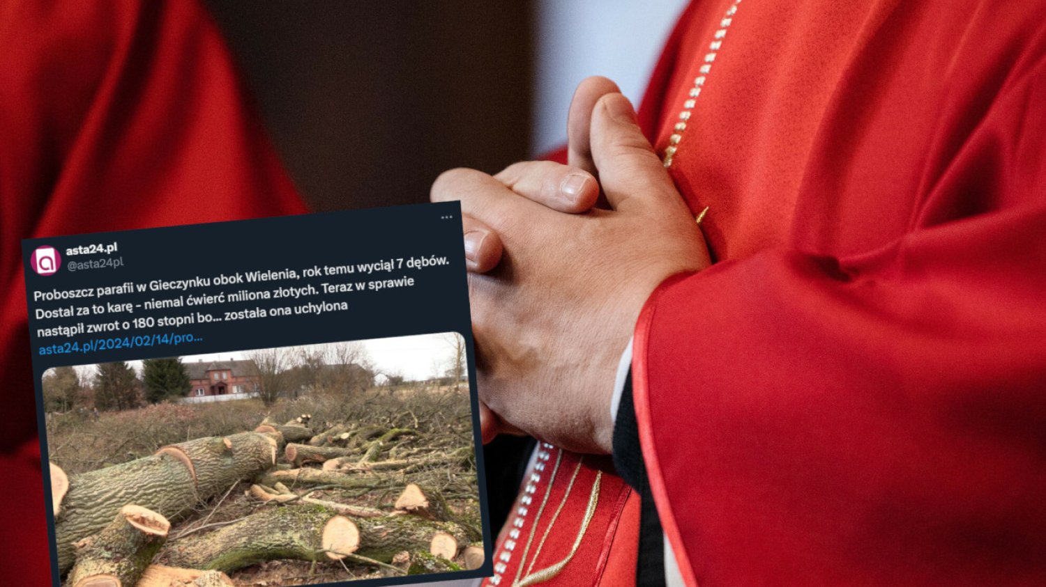Proboszcz parafii we wsi Gieczynek wyciął stare dęby. Dostał karę, ale ją uchylono