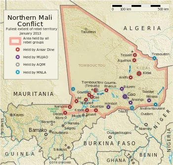 Mapa konfkliktu w Mali