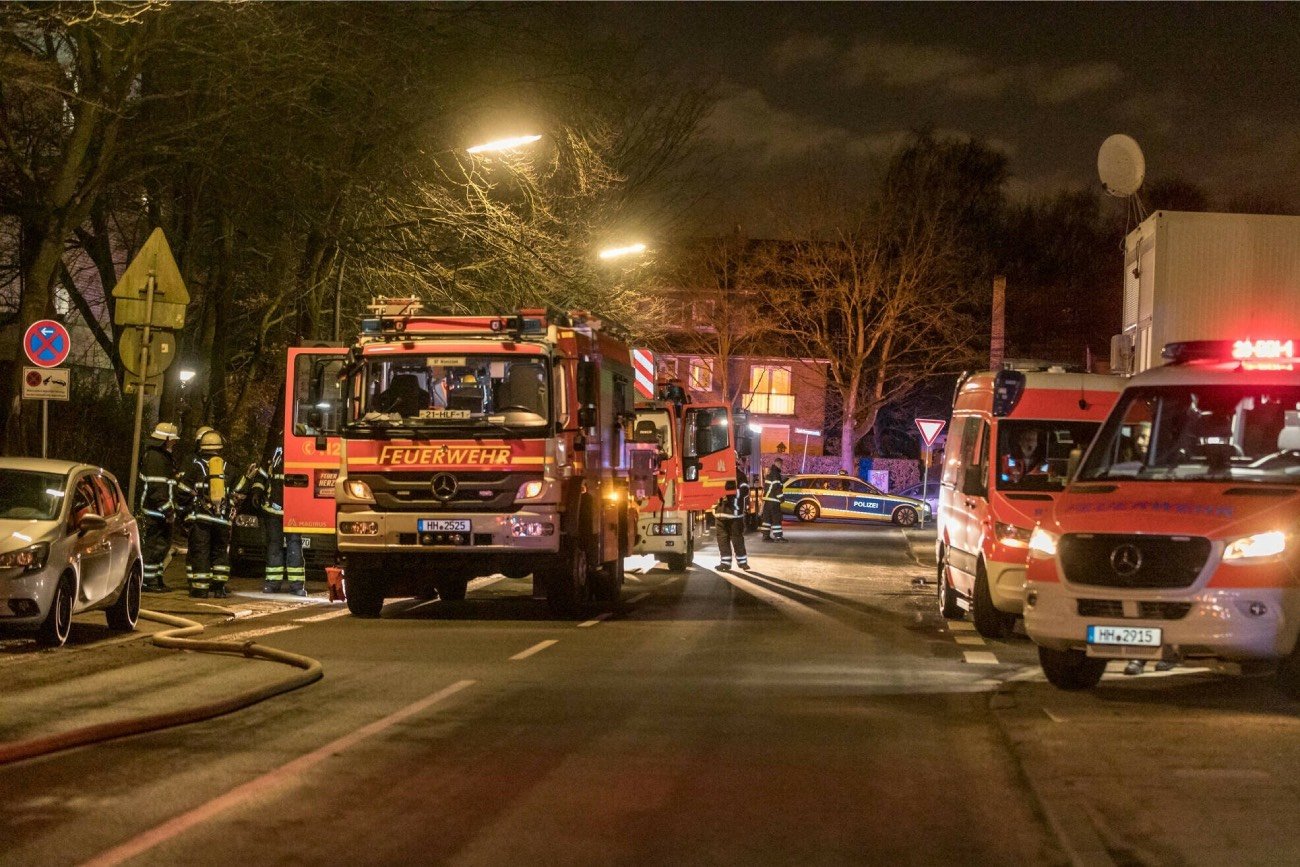 Straż pożarna na ulicy w niemieckim mieście
