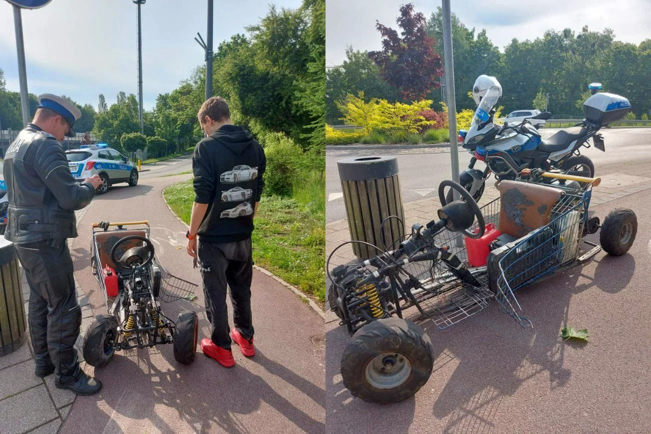 Policjanci nie docenili młodego konstruktora, który przerobił sklepowy wózek na pojazd Policjanci nie docenili młodego konstruktora, który przerobił sklepowy wózek na pojazd