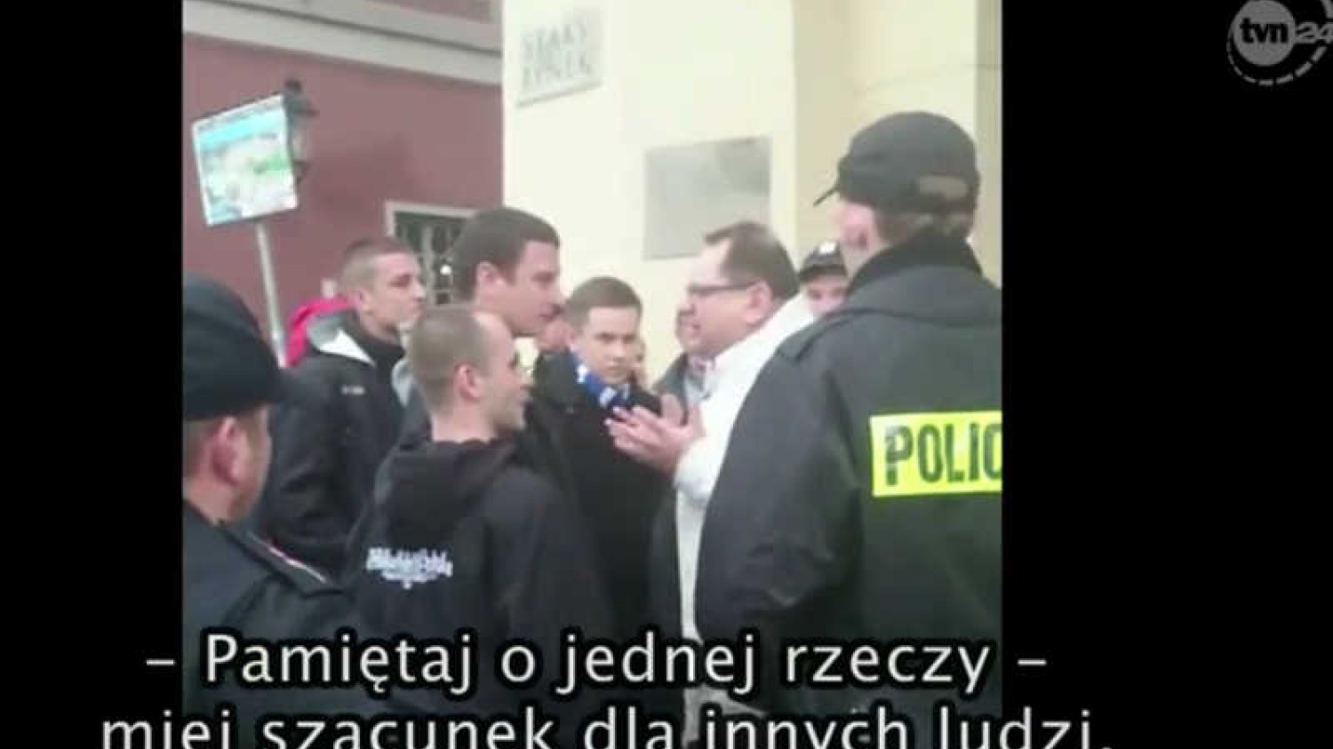 Ryszard Kalisz ostro pokłócił się z grupką narodowców, którzy zakłócili jego spotkanie z wyborcami.