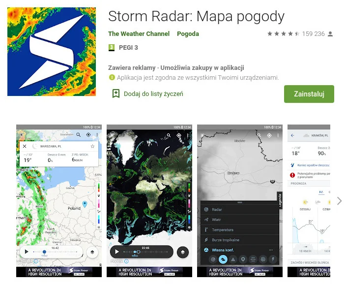 Aplikacja Storm Radar: Mapa pogody na urządzenia z systemem Android pokazuje interaktywną mapę z aktualnymi wyładowaniami atmosferycznymi nad danym terenem. Gdzie jest burza? Aplikacja Storm Radar: Mapa pogody