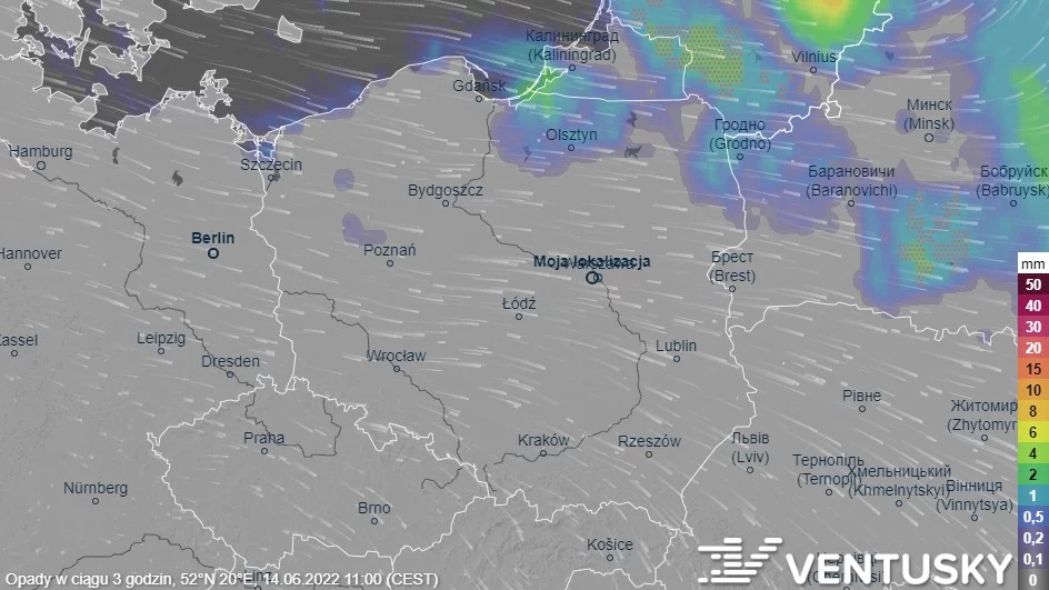 Prognoza pogody na wtorek - mapa opadów