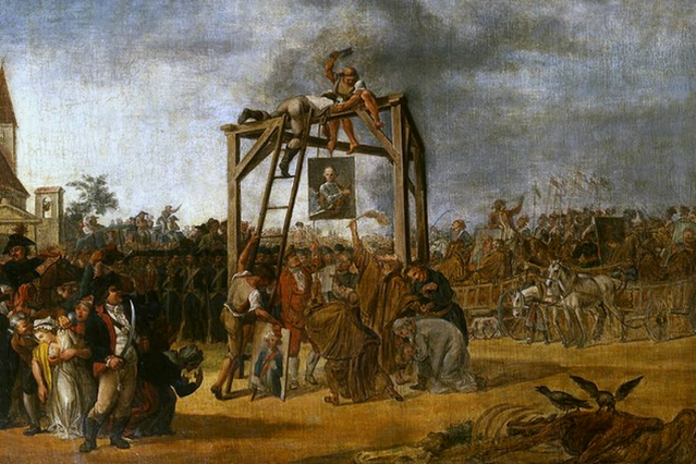 Wieszanie zdrajców na Rynku Starego Miasta w Warszawie, obraz Jana Piotra Norblina.