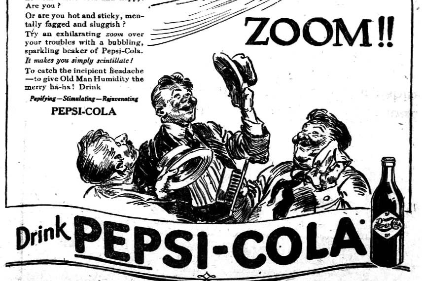 Pierwsze logo Pepsi wyglądało zgoła inaczej od obecnego. Zmieniała się także nazwa: Brad's Drink, Pepsi-Cola aż w końcu zwykłe Pepsi