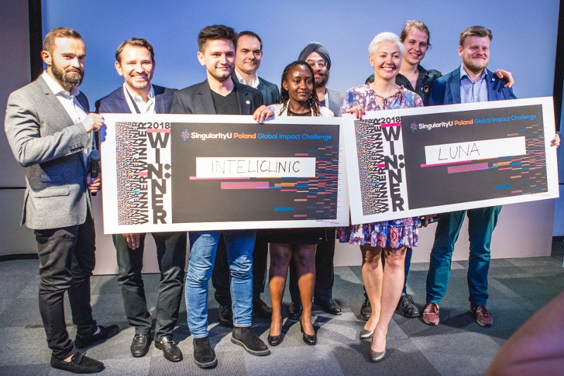 Zwycięzcami Global Impact Challenge 2018 zostali Kamil Adamczyk z Intelclinic oraz Wojciech Daniło i Marcin Kostrzewy z Luny.