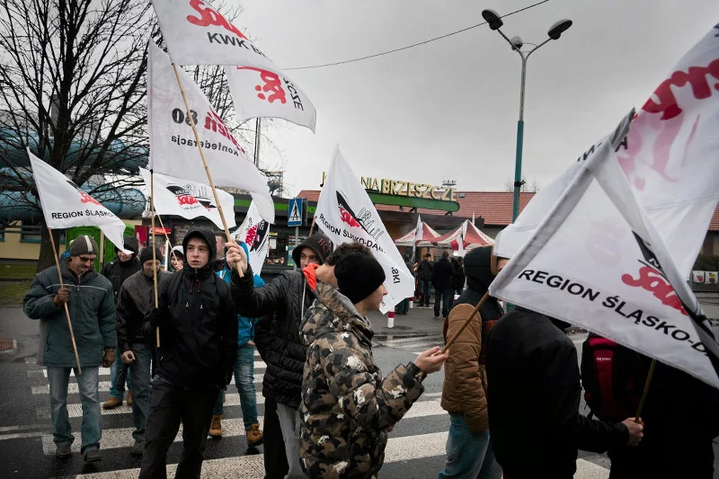 Brzeszcze – protest przeciwko rządowemu planowi wygaszania nierentownych kopalni, styczeń 2015