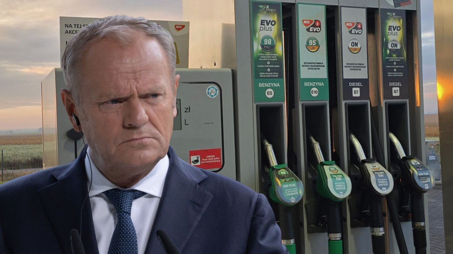Donald Tusk o dostawach i cenach paliw w Polsce. Wbił szpilkę Przemysławowi Czarnkowi, nie do końca uspokoił kierowców Dystrybutor na stacji paliw, Donald Tusk