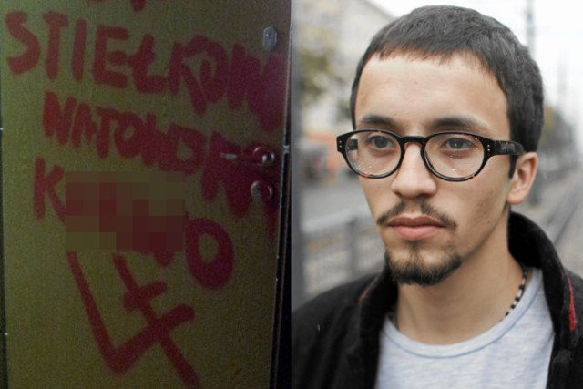 Wandale pomazali drzwi Samuela Pereiry, nazywając go "natowską k***ą"