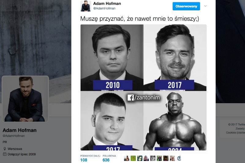 Adam Hofman i Bartłomiej Misiewicz na jednym memie. Pierwszemu żart bardzo się spodobał