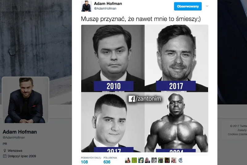 Adam Hofman i Bartłomiej Misiewicz na jednym memie. Pierwszemu żart bardzo się spodobał