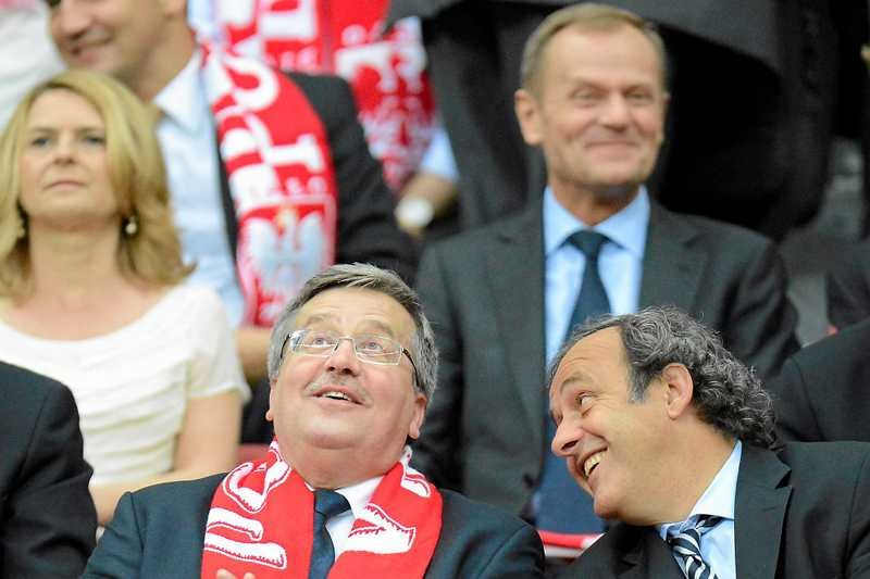 Bronisław Komorowski, Michel Platini i Donald Tusk