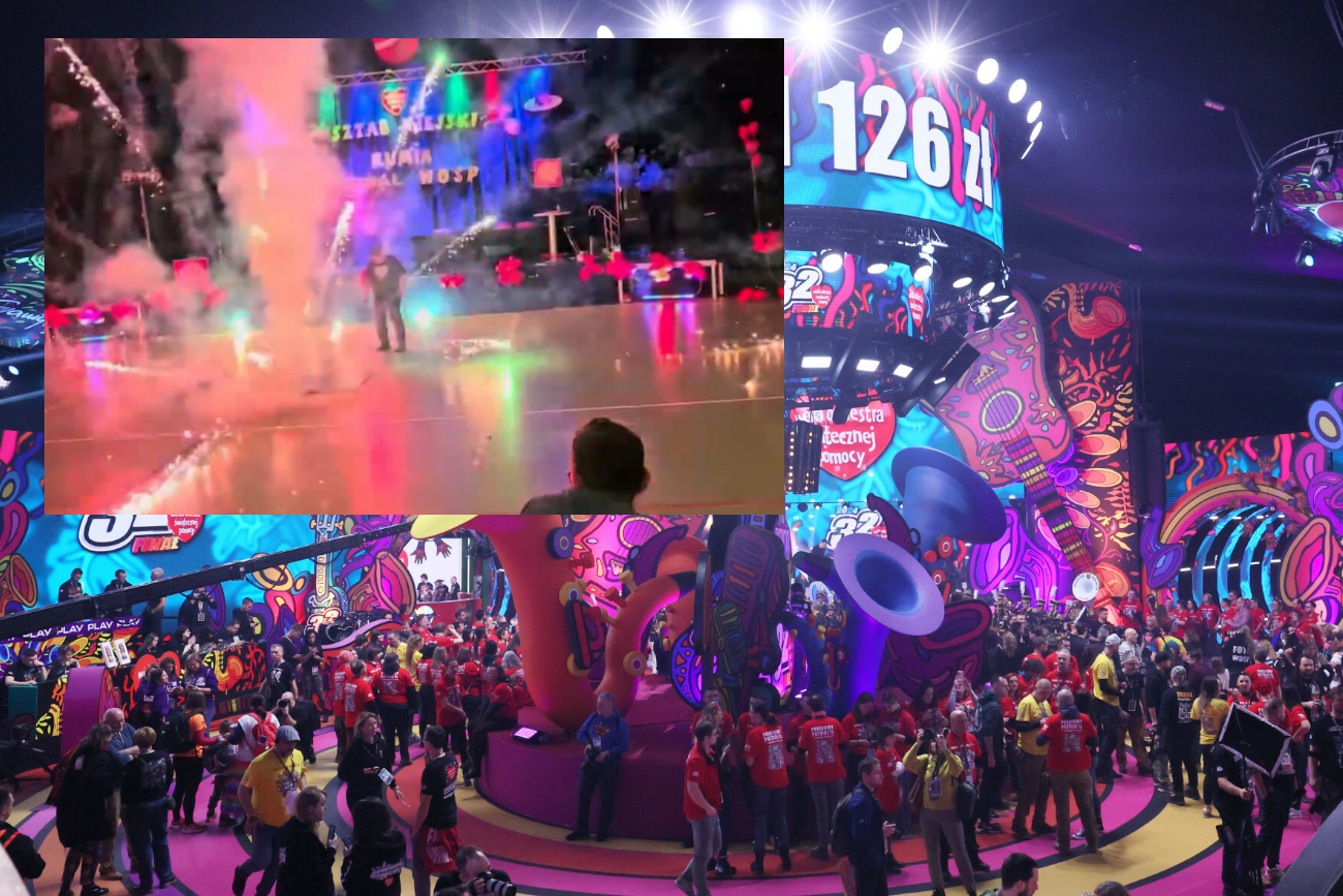 Skandal podczas finału WOŚP. Odpalono fajerwerki w krytej hali pełnej ludzi