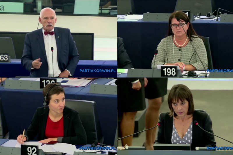 Słowa Janusza Korwin-Mikkego wywołały szok wśród posłanek do Parlamentu Europejskiego.