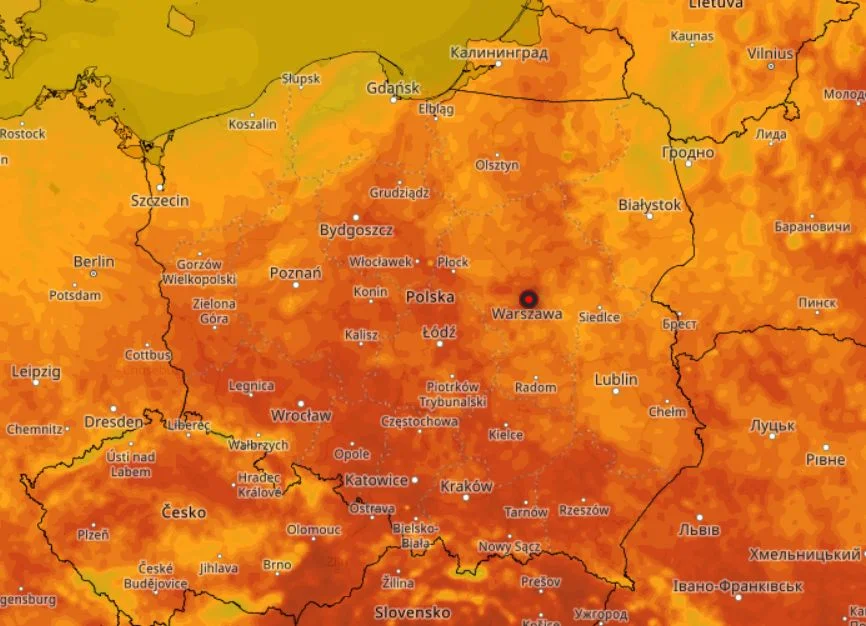 Temperatura w poniedziałek.