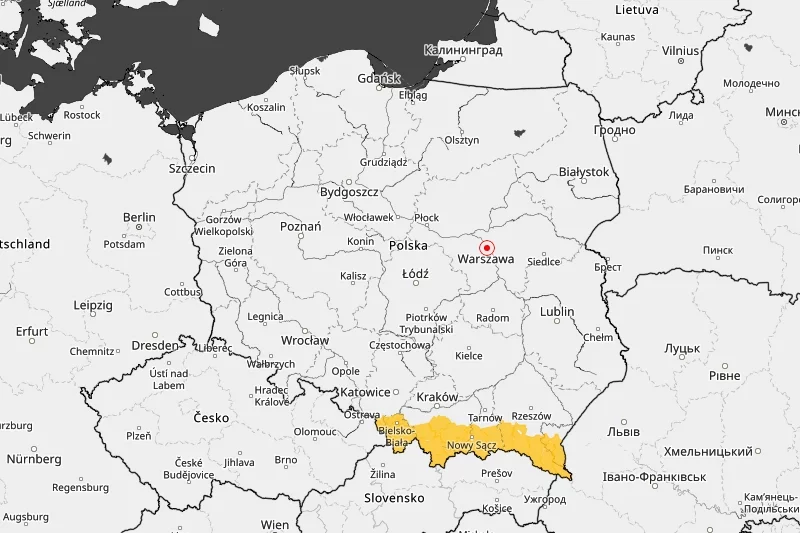 Mapa ostrzeżeń.