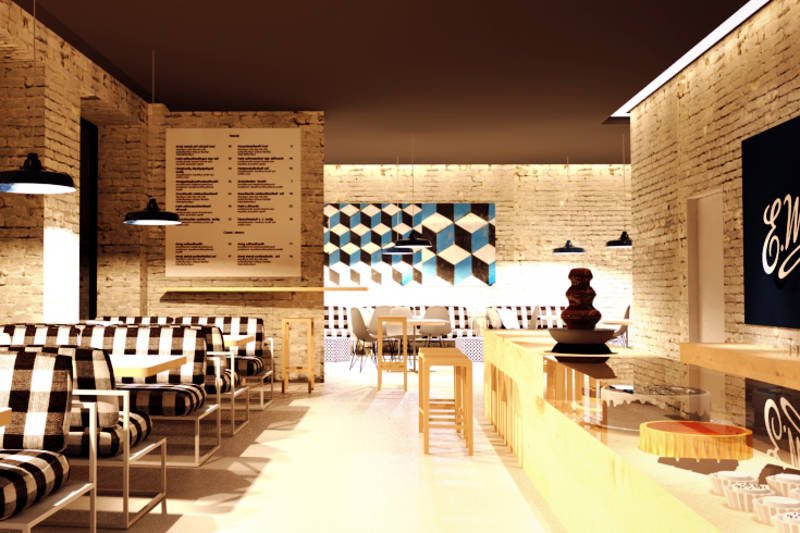 Zwycięski projekt pijalni czekolady Wedel przygotowali architekci ze studia Kobe.