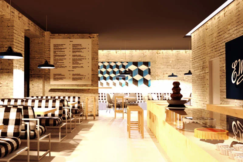 Zwycięski projekt pijalni czekolady Wedel przygotowali architekci ze studia Kobe.