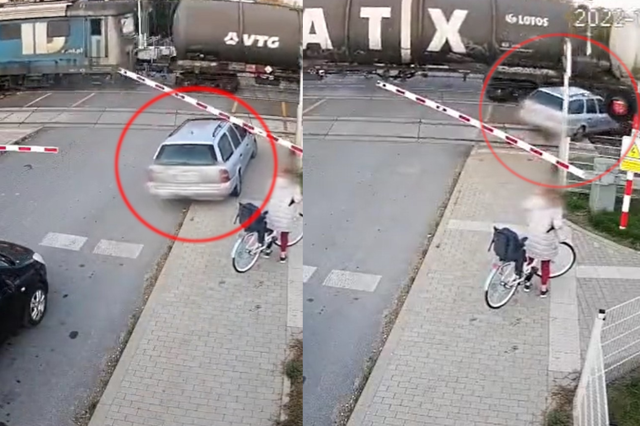 Rajd kierowcy forda skończył się pod kołami pociągu towarowego.