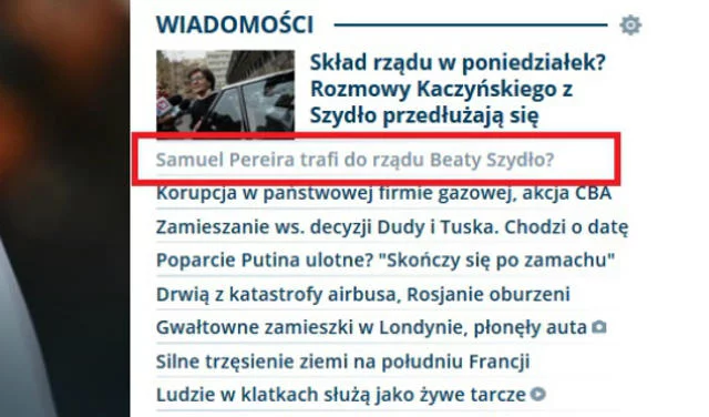 Samuel Pereira jako troll roku.