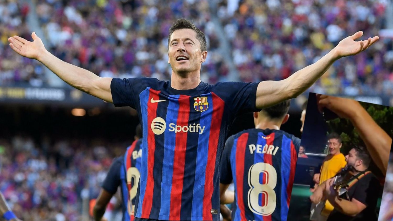 Robert Lewandowski przyłapany na ulicach Barcelony. Tańczy i śpiewa z fanem