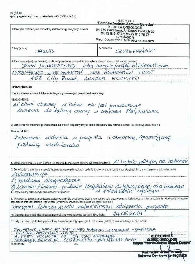 Wypis z Centrum Zdrowia Dziecka