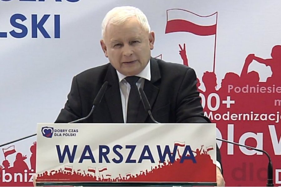 Jarosław Kaczyński na konwencji PiS w Warszawie: "prawdziwy sztandar Solidarności mamy my!".