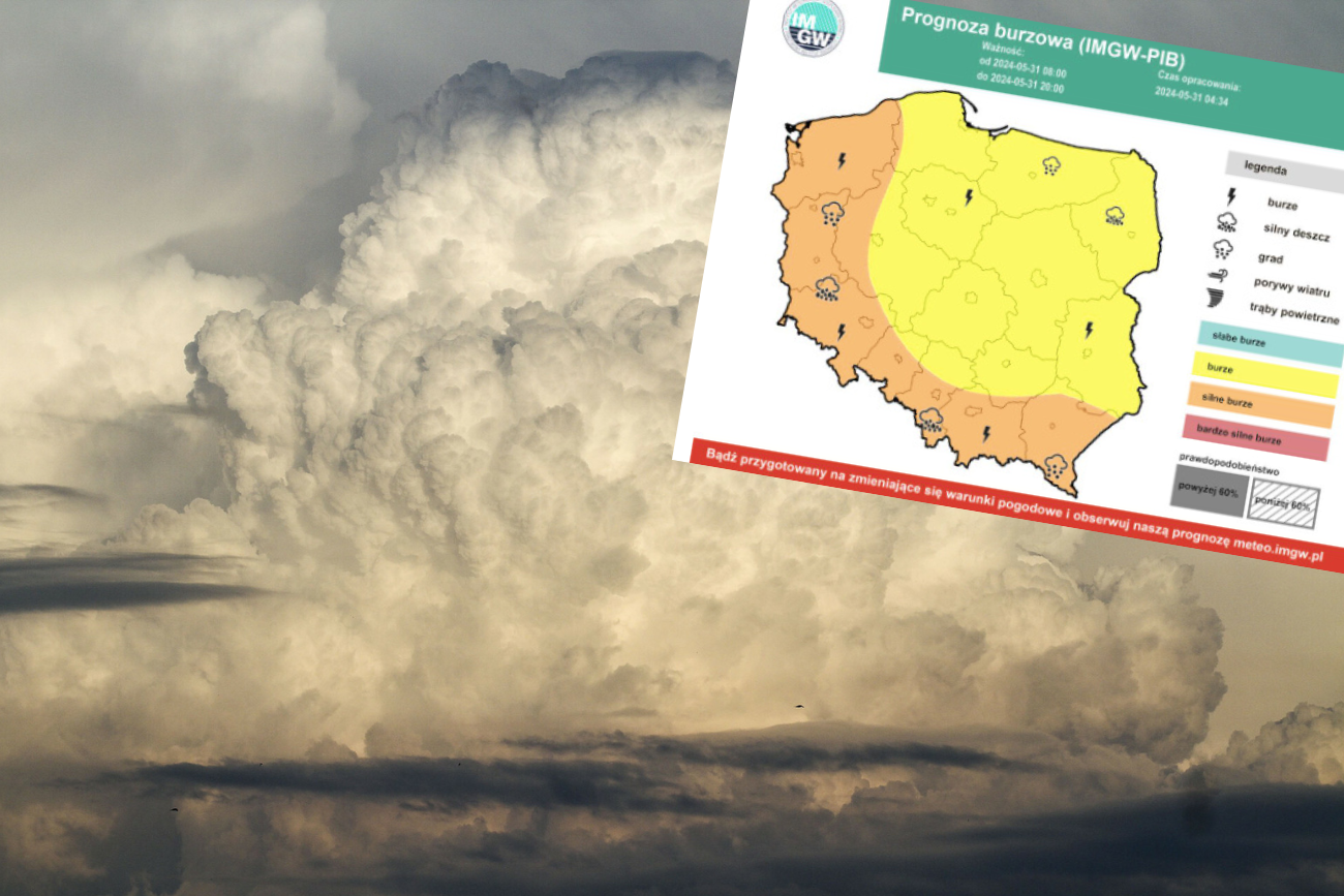 Pogoda w piątek 31.05. Kolejne alerty IMGW: burze w całym kraju