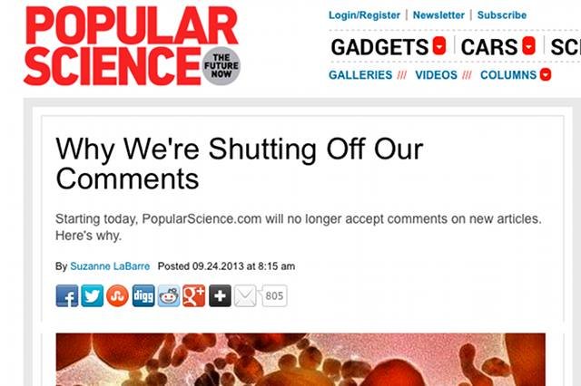 Serwis internetowy magazynu "Popular Science" wyłączył możliwość komentowania artykułów