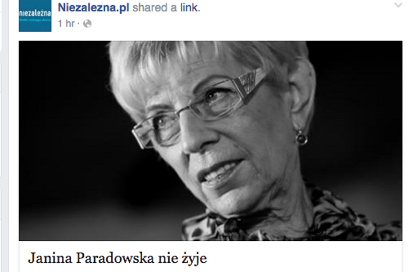 Są tacy, którzy cieszą się ze śmierci Janiny Paradowskiej