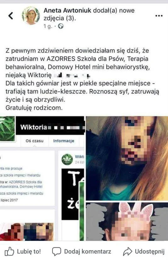 Usunięty post Anety Awtoniuk na temat nastolatki