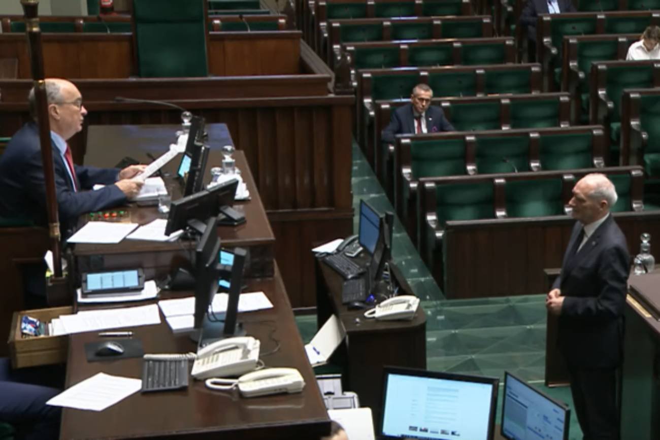 Wicemarszałek Sejmu Włodzimierz Czarzasty (Lewica) i poseł Antoni Macierewicz (PiS).