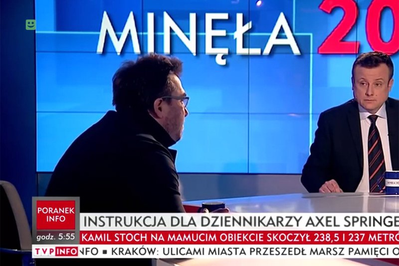 Bartosz Węglarczyk znowu zagości w programie "Minęła dwudziesta" na antenie TVP Info. Tym razem temat niemieckich inwestorów w polskich mediach nie ma się jednak pojawić.