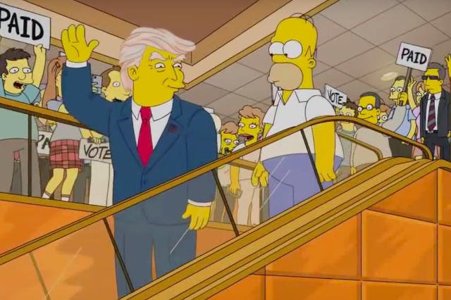 Animowany Donald Trump i Homer Simpson.