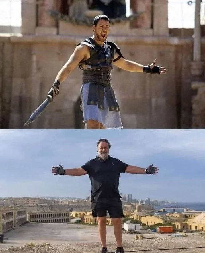 Russel Crowe odtworzył słynne ujęcie z "Gladiatora".