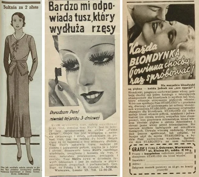 Główne reklamy kierowane do kobiet dotyczyły ubrań i kosmetyków.