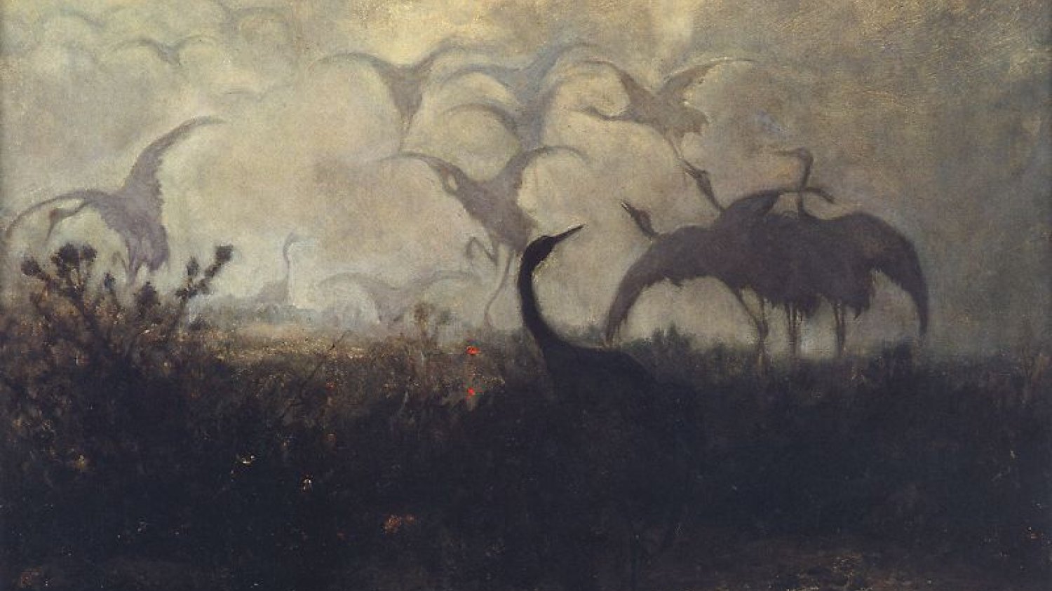 Józef Chełmoński, Odlot żurawi,  1870, Muzeum Narodowe w Krakowie
