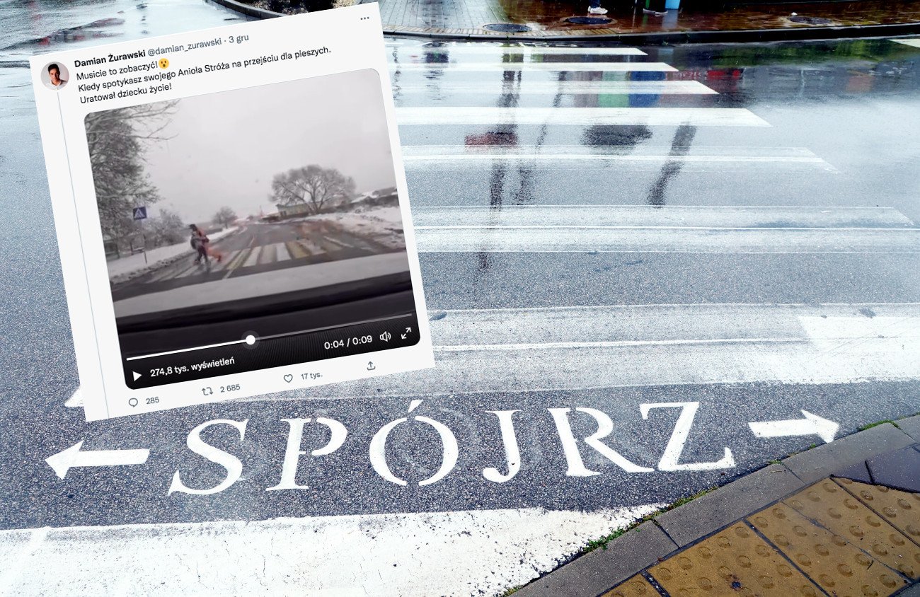 "Anioł Stróż" ratuje dziecko na przejściu dla pieszych. Film jest zmontowany