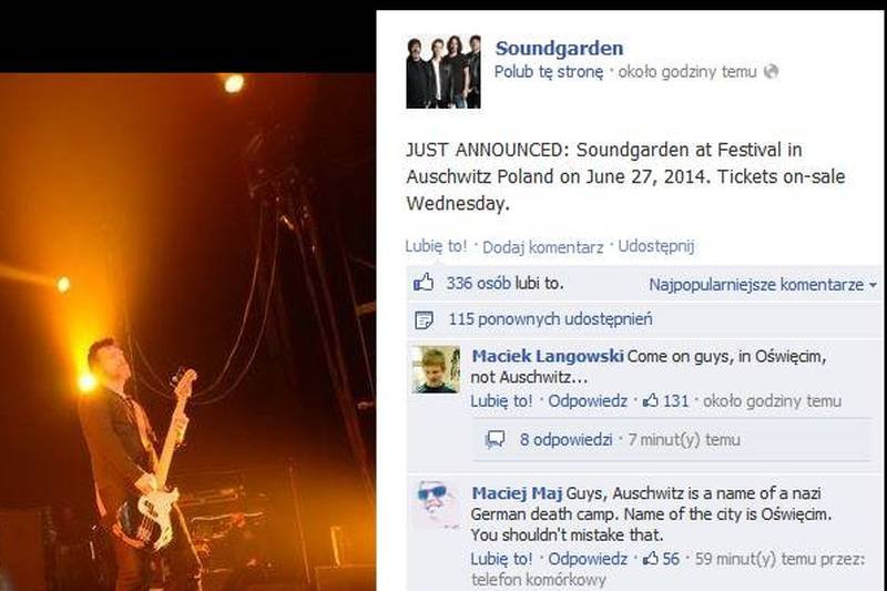 Zespół Soundgarden twierdził, że zagra w... Auschwitz.