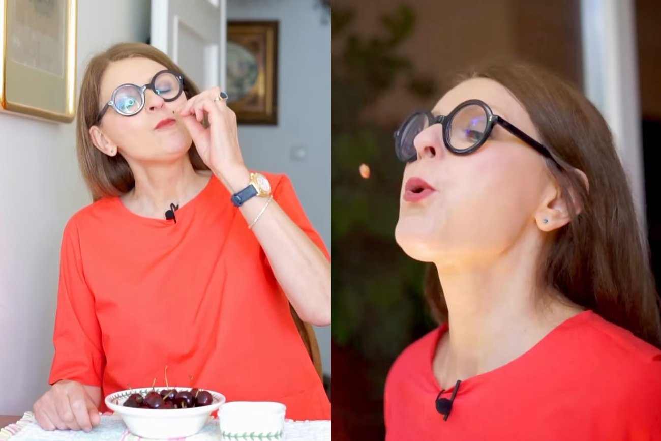 Irena Kamińska-Radomska uczy, jak powinno się jeść czereśnie