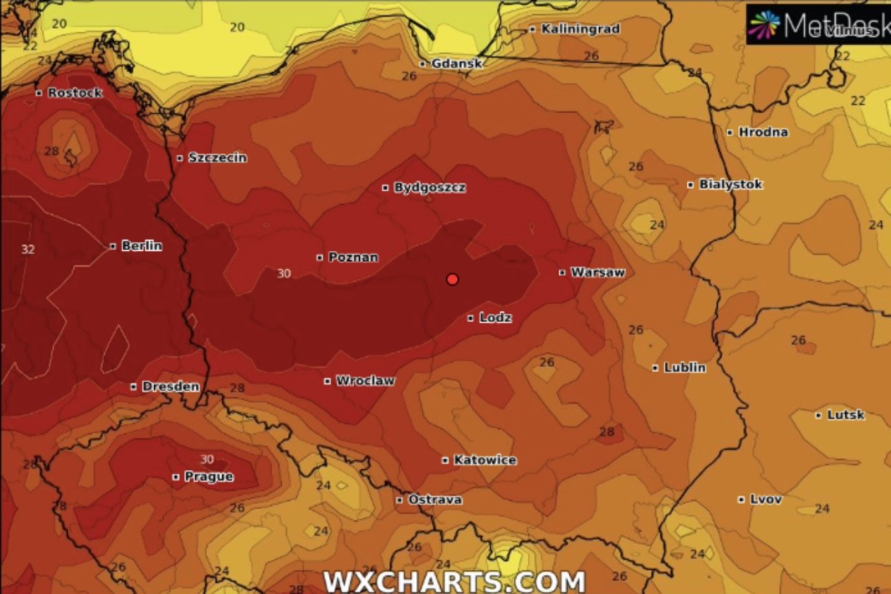 mapa Polski z temperaturami