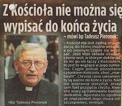 Z Kościoła nie można się wypisać do końca życia