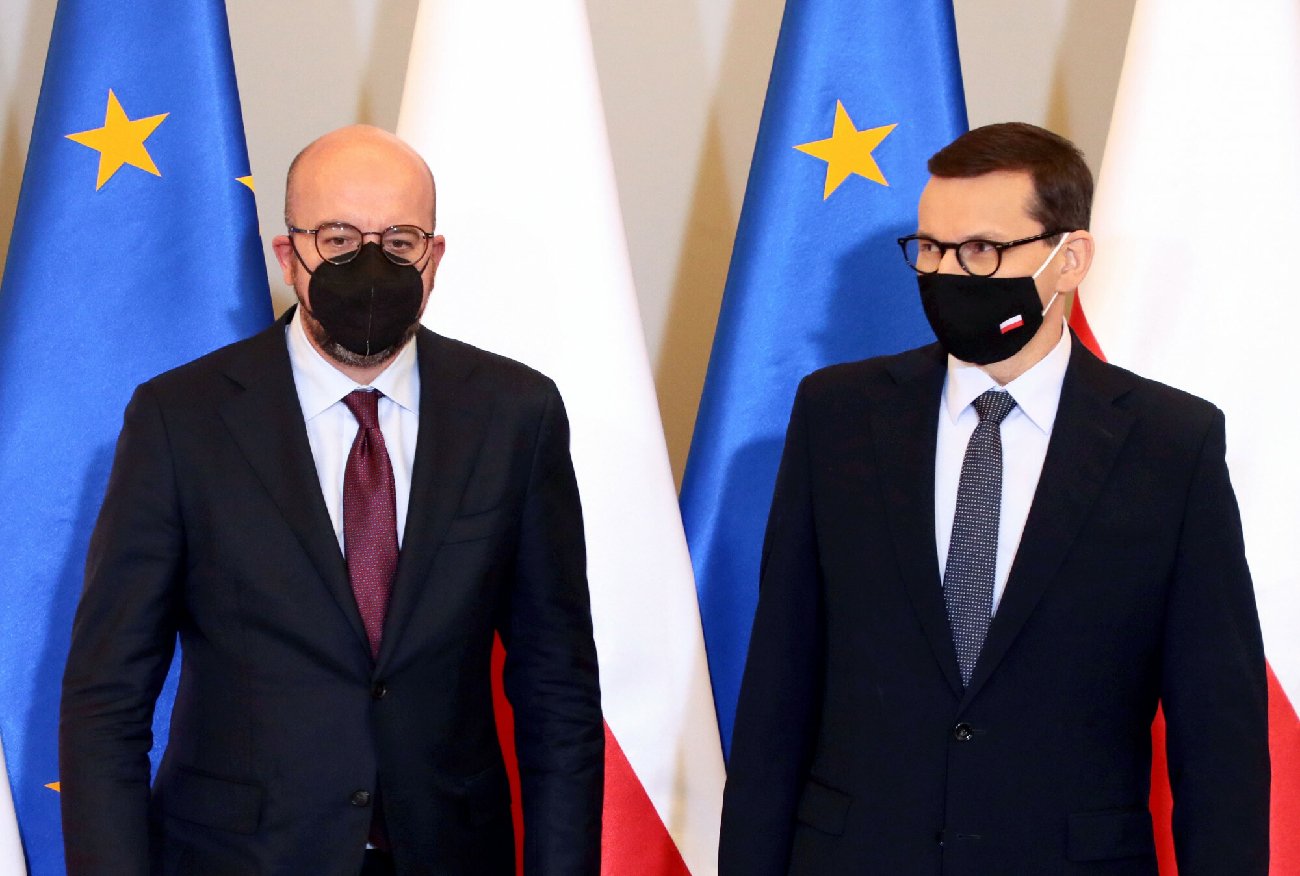 Konferencja Mateusza Morawieckiego i Charlesa Michela.